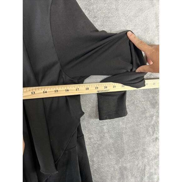 Pebble and Stone Small Black Tie Front Cardigan Open Waterfall Knit Lightweight - Picture 9 of 10